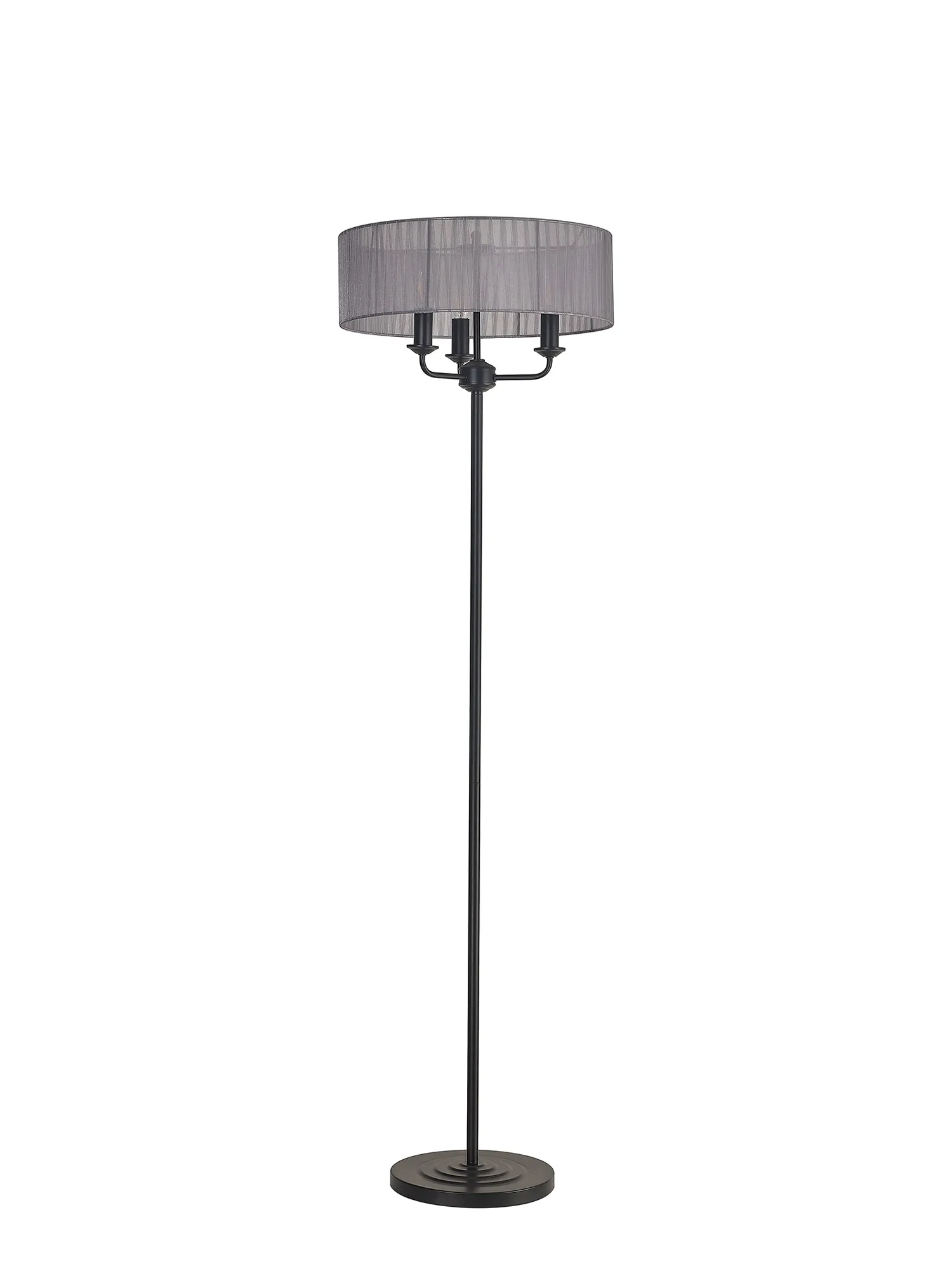 Banyan 45cm 3 Light Floor Lamp Matt Black, Grey DK1062  Deco Banyan MB GR